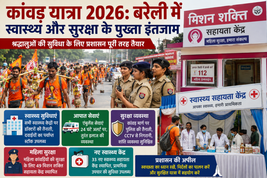 कांवड़ यात्रा 2026 के दौरान बरेली में स्वास्थ्य और सुरक्षा की विशेष व्यवस्थाएं